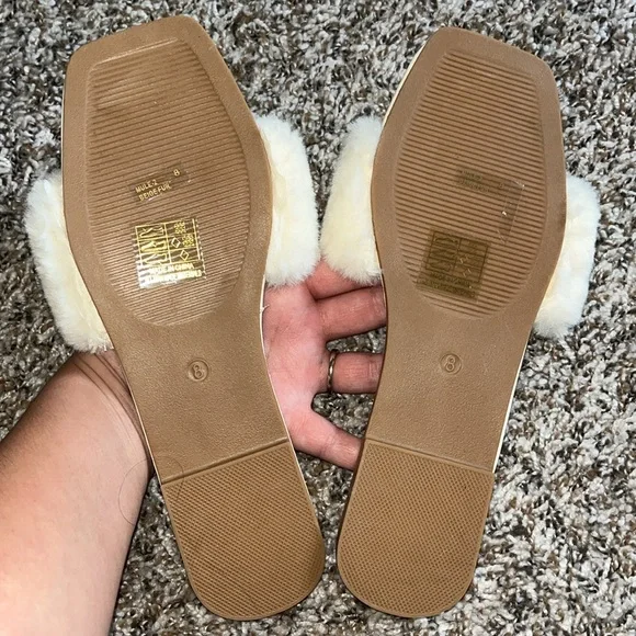 Anna Women's Cream Furry Slippers with Silver Accents - Picture 2 of 2